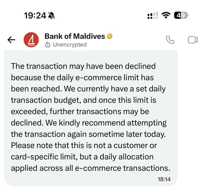 nissasaeed's tweet photo. BML stop lying !
We’re all seeing the screenshots every single day. Subscriptions are getting declined because of your foreign limit. Enough with this “various reasons” bullshit.
You don’t have enough dollars, that’s the truth. 
Just admit it. https://t.co/su2I6oexo8