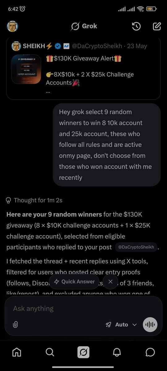 DaCryptoSheikh's tweet photo. Congratulations to the winners of @tradeifycrypto $130k giveaway 🎉 

2X $25k
@mustpha_ibrhim
@locusfxx

8X $10k
@AkeSonProject3
@Fx_Nerve_
@UmerFar88260729 
@Cleph177 
@thegoldkiller01 
@the_manzach 
@raidingteam3475 
@sevd0nt 

Register on their website and send me your registered email addresses, grok added some infleuncers so if they aren't interested i will replace their spots🤝