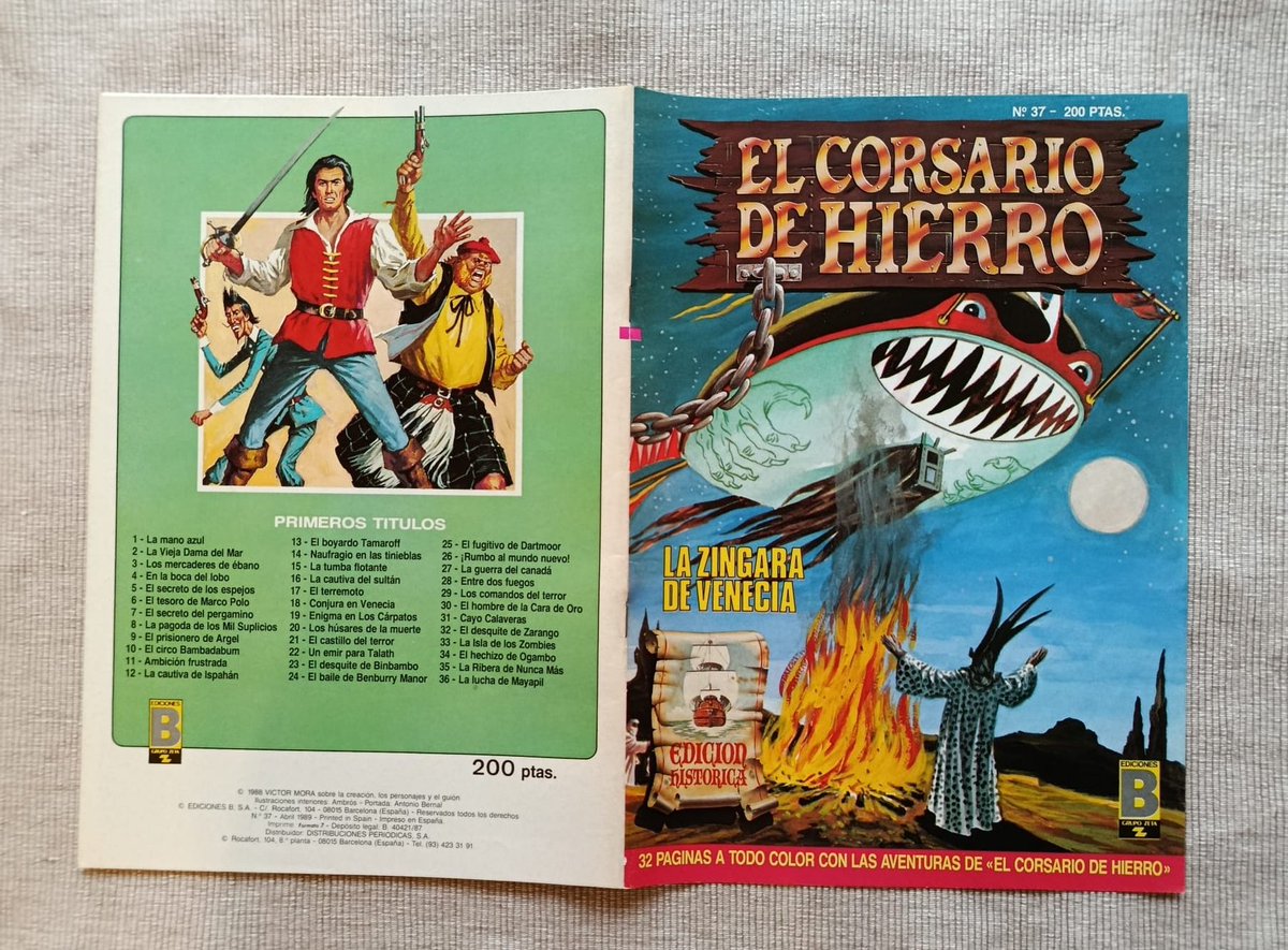 LibrosVintage's tweet photo. #EdicionesB publicó 'La zíngara de Venecia' como n° 37 de su "edición histórica" con la misma portada de #AntonioBernal
@Tebeosfera fecha la edición en agosto de 1988, pero mi ejemplar pone abril de 1989 (como se me escapó de niño el tebeo de la #SerieRoja compré este ya adulto) https://t.co/lcnh5rQrPh