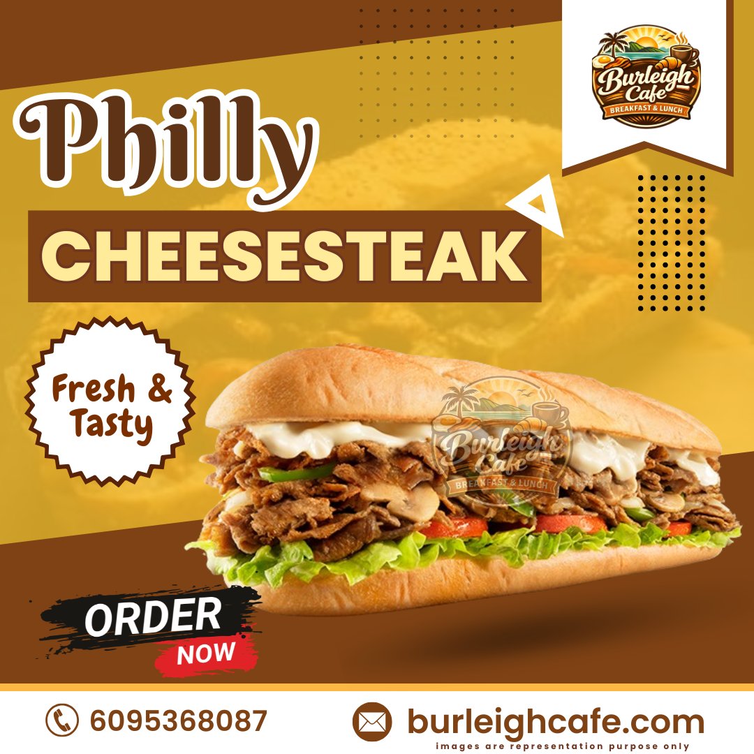 BurleighCafe's tweet photo. 👉Classic Philly Cheesesteak packed with tender sliced beef grilled onions and melted cheese delivers a rich and satisfying flavor in every bite for lunch or dinner!🥩🔥
#PhillyCheesesteak #CheesesteakLovers #GrilledGoodness #CheeseLoversUnite 
👉Website: https://t.co/T98vJoyZBD https://t.co/RLNe2p1q3a