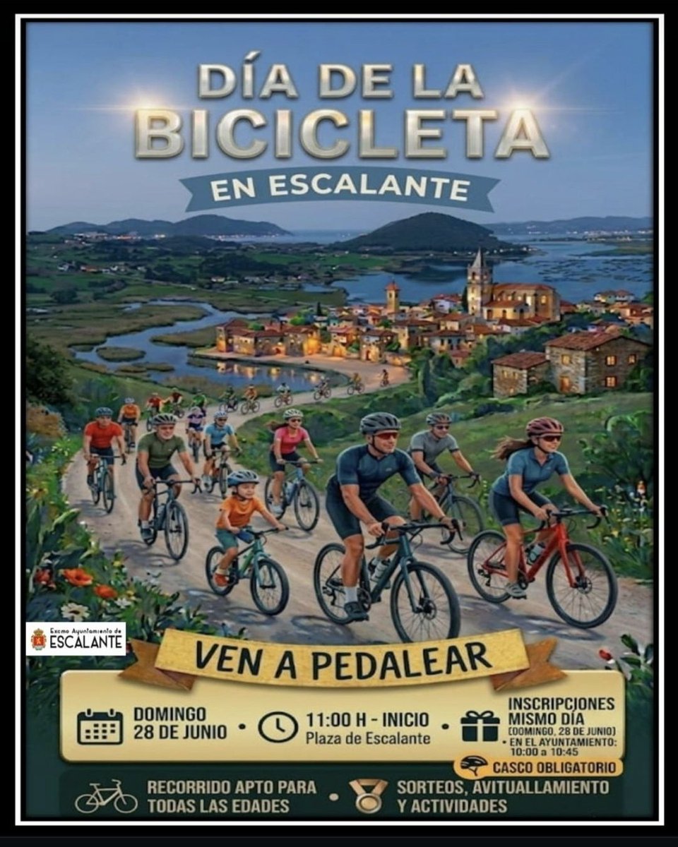 LasSolanas's tweet photo. 🚲🌿 El próximo 28 de junio celebramos el #DíadelaBicicleta con una ruta pensada para compartir camino en uno de los rincones con más encanto de #Cantabria 💚

📍 Plaza de #Escalante
🕚 Inicio a las 11:00 h
🎁 Sorteos, avituallamiento y actividades
⛑️ Recuerda: casco obligatorio https://t.co/ccK4VEGRrw