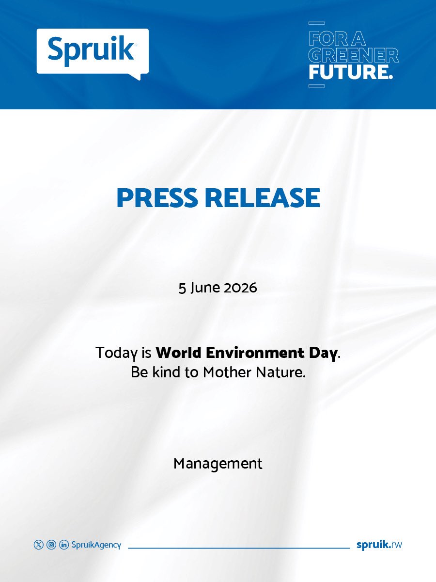 SpruikAgency's tweet photo. Happy World Environment Day

Umunsi mwiza w'ibidukikije.

#Spruik | #GreenRwanda | #Spruiked | #NowForClimate https://t.co/3c0Xu8rqSc