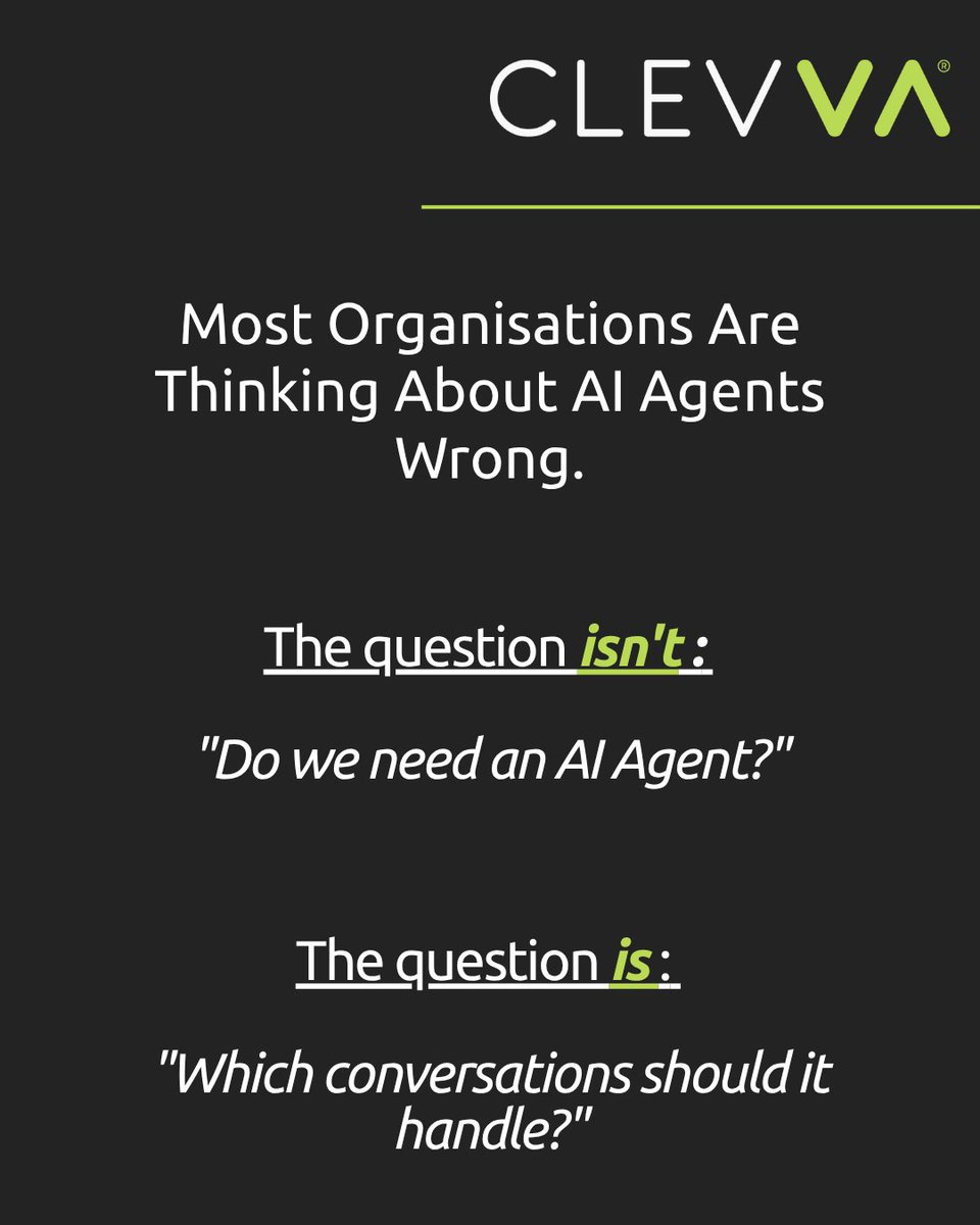 clevvapty's tweet photo. 💡Quick question: If you could automate just ONE type of customer conversation in your business today, what would it be?

👉Swipe to see how leading organisations are approaching Conversational AI.

#AIAgents #BusinessAutomation #TechInnovation #customerservice #BusinessSuccess https://t.co/X7flPQQktB