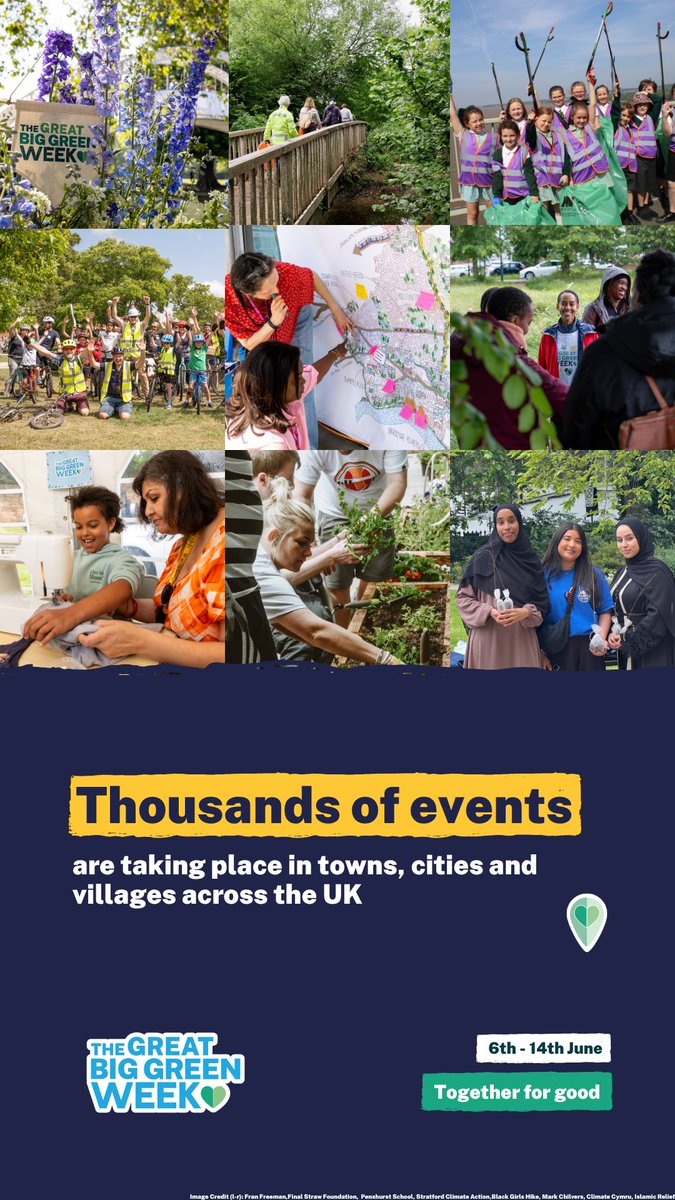 MarkLaneTV's tweet photo. The UK's biggest celebration of community action for nature and climate is here! From 6–14 June, millions will come together for nature walks, repair cafés, clothes swaps and more. Find what's on near you: https://t.co/VoaUA0CnHj #GreatBigGreenWeek #TogetherForGood @theccoalition https://t.co/lthuZQKkV7