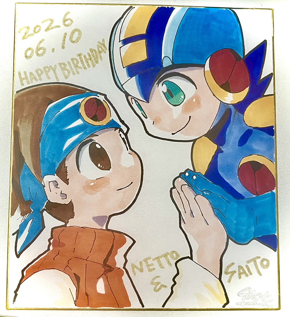 SPNNcom's tweet photo. 当日出す予定の手書き色紙です！
誕生日が近いのでロックマンエグゼの二人。
#ぼいパレ https://t.co/VeNjo1dflT