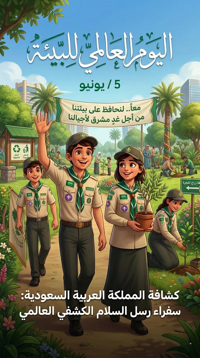 aliabandi1's tweet photo. من أرض العطاء.. سواعد كشفية تبني وتحمي! 🪵💚
في #اليوم_العالمي_للبيئة، يواصل سفراء #رسل_السلام الكشفي العالمي نشر ثقافة الوعي البيئي وزراعة الأمل لغدٍ مستدام. 🇸🇦🌍
#5_يونيو #كشافة_المملكة https://t.co/flauUdPuDi