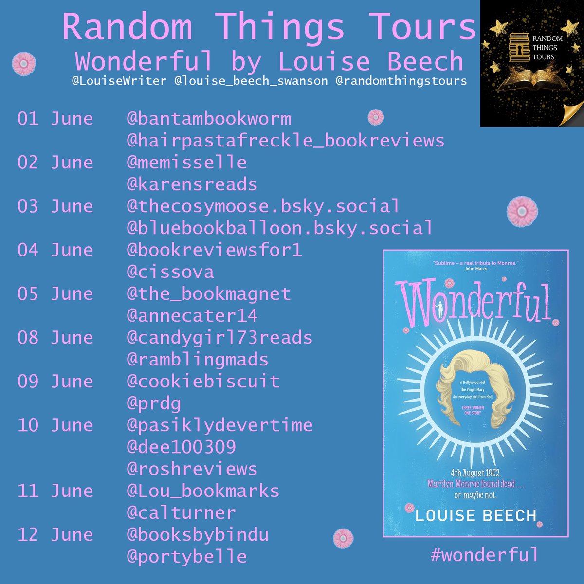 thebookmagnet's tweet photo. I’m delighted to share my review of #Wonderful by @LouiseWriter for my stop on the @RandomTTours #BlogTour 📖 
Visit my blog to find out more about this unforgettable and unmissable book:

https://t.co/HaQmiroKNg https://t.co/3FKc3V5nnu