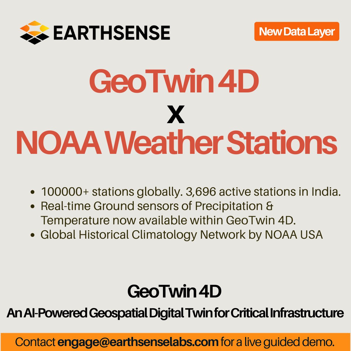earthsenselabs's tweet photo. Access real-time data from over 100,000 NOAA GHCN weather stations worldwide, including 3,696 in India. GeoTwin 4D offers a new data layer to enhance your analysis. 

Book a live guided demo: https://t.co/bcKcZqAfwB 

Or reach out: engage@earthsenselabs.com https://t.co/Ha1VZDpSEs