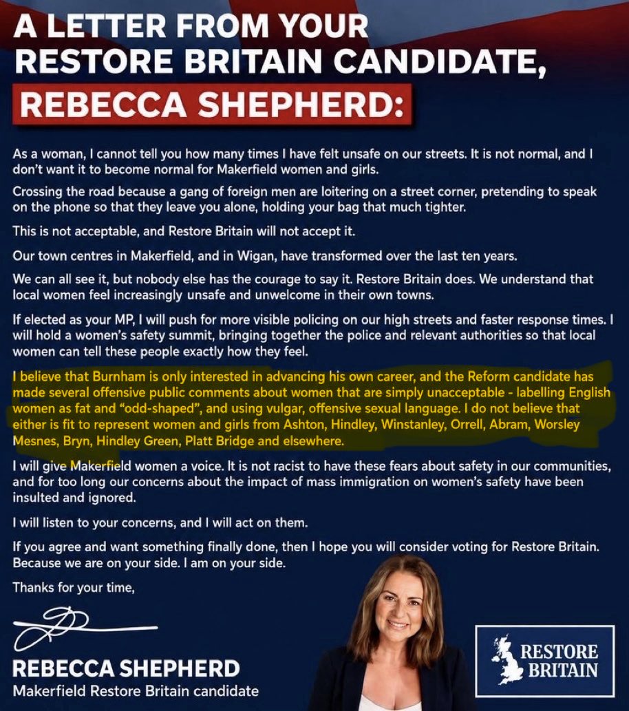 ReformedMedia_'s tweet photo. Restore's official campaign material are having a go at Rob's social media past (paragraph 7). 

Yet they think they can win the general election with material like this 👇🤦‍♂️

Defo part of the uniparty and establishment 🤣🤣🤣💀 https://t.co/ClQ5szcC0V