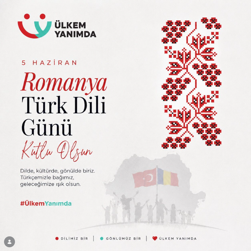 BukresEM's tweet photo. 5 Haziran Romanya Türk Dili Günü kutlu olsun 🇹🇷🇷🇴
Dilimiz; kültürümüzün, tarihimizin ve gönlümüzün en güçlü bağıdır.
Türkçemizle biriz, birlikte daha güçlüyüz.

#ulkemyanımda https://t.co/wobbvM2re8