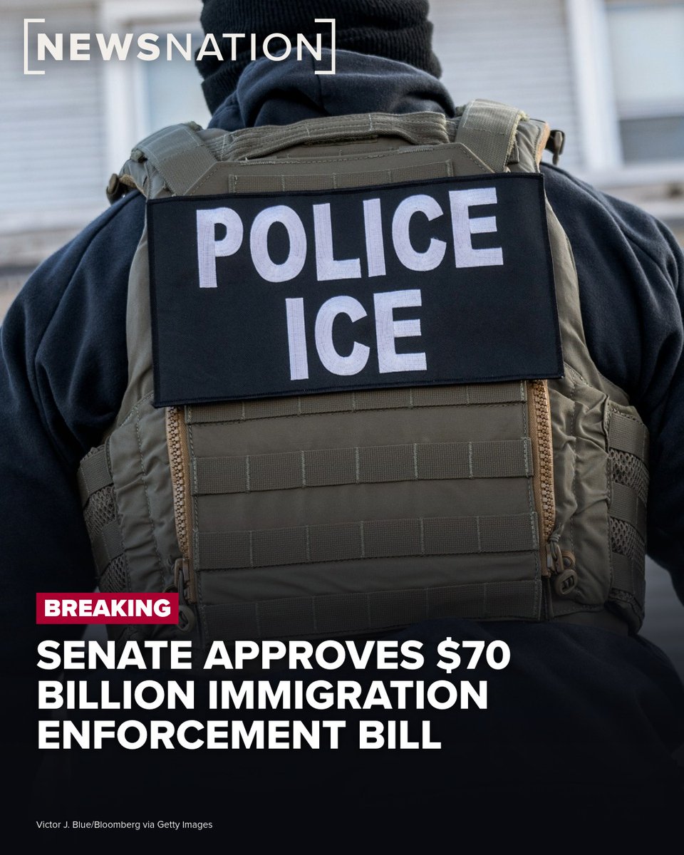 NewsNation's tweet photo. BREAKING: In a win for President Donald Trump, the Senate approved a $70 billion bill early Friday morning to provide the Department of Homeland Security with additional funds for immigration enforcement. The Senate voted 52-47 to approve the legislation, with no support from Democrats.

More: https://t.co/2bfkxMluj3