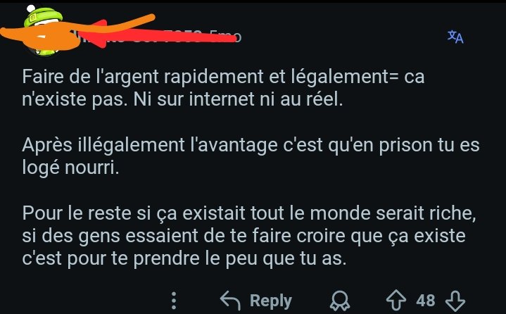 EmbanguDonat's tweet photo. Je me suis connecté sur Reddit dans le but de trouver quelques conseils sur la manière de gagner un peu d'argent en ligne.
Et là, je suis tombé sur ce commentaire 😅 https://t.co/1fhJOcP6HP