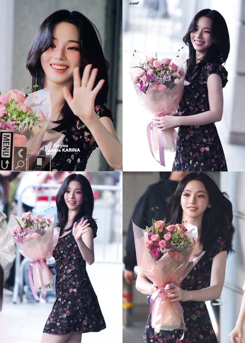 ujiminphoria's tweet photo. Karina in a floral dress while holding a bouquet….SHE’S SO GIRLFRIEND https://t.co/kqxNN07g9O