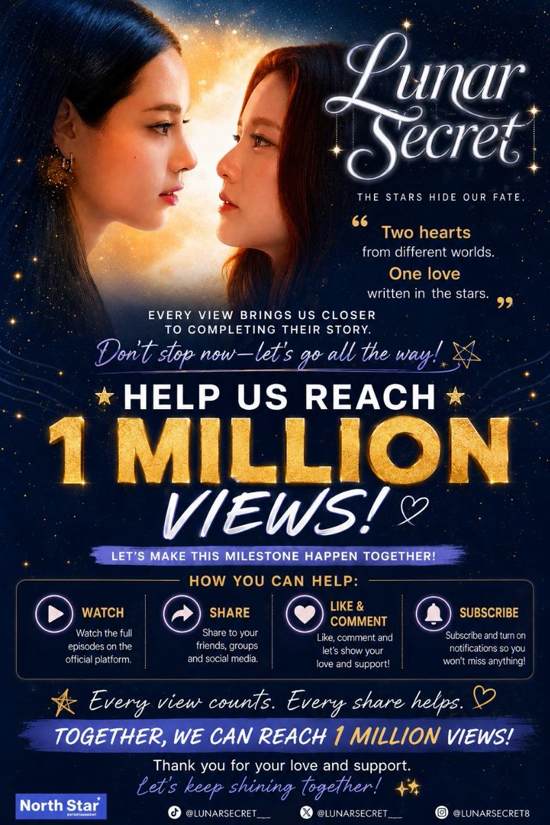 AlkeysChPH's tweet photo. Every view brings us closer to 1 million! Let's keep streaming, sharing, and showing our love for Lunar Secret. Together, we can make this milestone happen!

#GinJay #จินเจ #ginnynatnicha #aangelinaass https://t.co/7kpAQuSClj