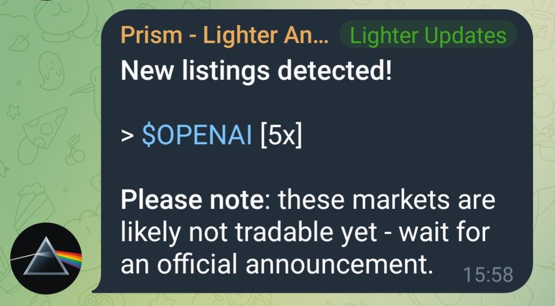SonuSahu87's tweet photo. > $OPENAI on Lighter.

Not tradable yet

Lighter keeps shipping at a crazy pace.

$LIT 🚬 https://t.co/vKt3GqUGNo