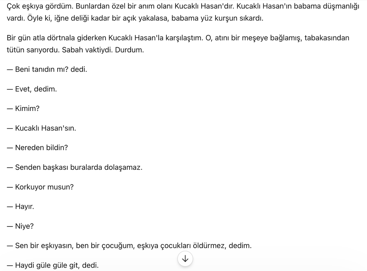 yazilama's tweet photo. Ahmet Arif, eşkıyaları anlatıyor:

— Beni tanıdın mı? dedi.
— Evet, dedim.
— Kimim?
— Kucaklı Hasan'sın.
— Korkuyor musun?
— Hayır.
— Niye?
— Sen bir eşkıyasın, ben bir çocuğum, eşkıya çocukları öldürmez, dedim.
— Haydi güle güle git, dedi.

(Militan Dergisi, No: 2) https://t.co/kAiL0rAagd