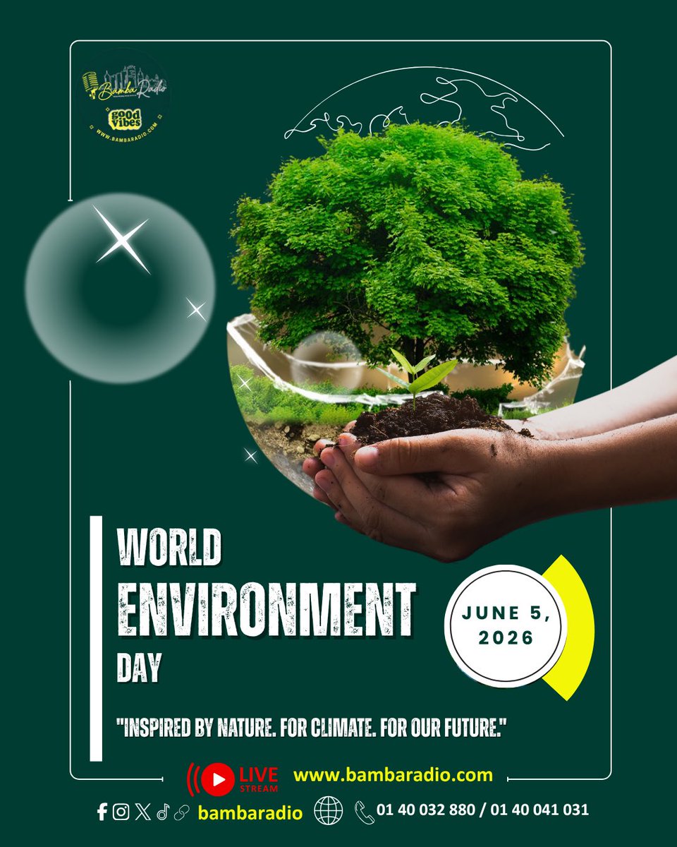 BambaRadio's tweet photo. This World Environment Day, let nature lead the way for our future, for our climate. 
#BambaRadio #WorldEnvironmentDay2026 #DigitalTechSavvy #BambaSwap 

Tune in: https://t.co/Mw2w8VVCs5
WhatsApp: 0140 041 031 / 0140 032 880
Kenya’s No. 1 Online Digital Tech-Savvy Radio Station. https://t.co/miDYQX1WYh