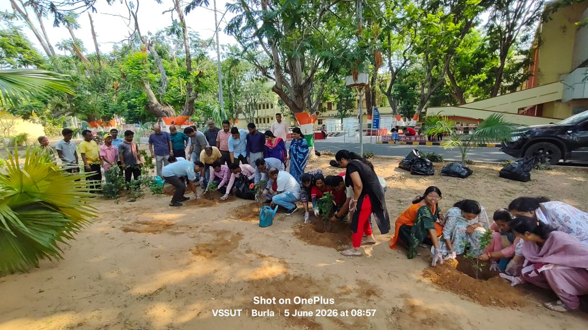 VSSUT_official's tweet photo. 🌍 #WorldEnvironmentDay 2026 @ #VSSUT 🌱

#VSSUT Odisha successfully observed World Environment Day on 5th June 2026 with a series of meaningful activities aimed at promoting environmental awareness and sustainability.

The day commenced with a Campus Cleaning Campaign at 8:00 AM, followed by a Tree Plantation Program at 8:30 AM, reinforcing our commitment to a greener and healthier environment. At 9:00 AM, students, faculty, and staff collectively took the Environment Day Pledge, affirming their responsibility to care for the Earth, conserve natural resources, reduce pollution, and adopt climate-positive actions in daily life.

The enthusiastic participation of the university community reflects VSSUT’s dedication towards fostering environmental responsibility and contributing to a sustainable future.

For Climate. For Our Future. 🌏💚
#WorldEnvironmentDay #VSSUT #Sustainability #GoGreen

@EduMinOfIndia 
@SDTEOdisha
@AICTE_INDIA
@ugc_india