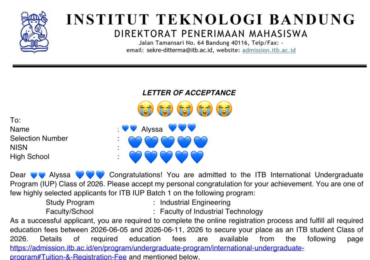 aly tekdus itb’26 ꒰ ୨ ˘͈ ᗜ ˘͈ ୧ ྀི꒱ tweet media