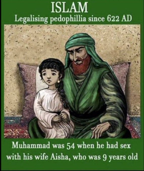 TransientVision's tweet photo. @T2002David40151 @jomickane Your focus on Muslims &amp; Christians ignores the behaviour of the founders; Muhammad &amp; Jesus, who set the example for their followers. Muhammad is held up as 'the perfect man' in Islam. His marriage to a 6 yr old girl established a terrible benchmark that sanctions child marriage. https://t.co/jDafwgSzro