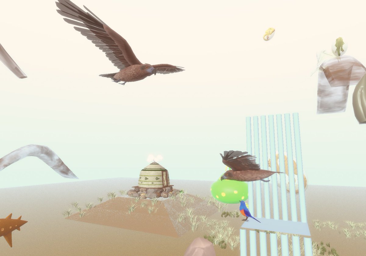 wtjp_2000's tweet photo. 「トビ」
クラフトアイテムを販売開始しました　こならやです🐸
🦅右旋回と左旋回　羽ばたいたり滑空したり

トビ、飛ぶのが優雅でうまいよねー　いつも見てます
※トビに弁当取られたら次は絶対！トビに食べ物を見せないこと
#cluster 「ラプトル平原」で撮影 https://t.co/i3wXXhDiNt