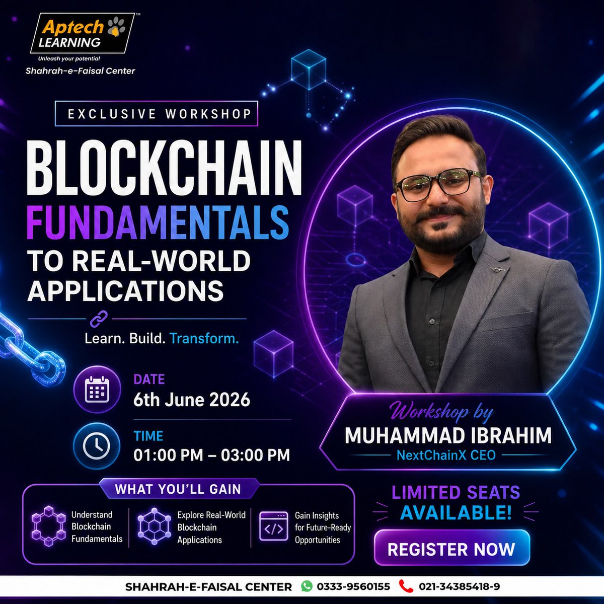 iam_SOL_Lover's tweet photo. 🚀 Excited to be speaking on Blockchain Fundamentals to Real-World Applications at Aptech Learning Shahrah-e-Faisal tomorrow!
From Blockchain basics to NFTs, Stablecoins, and real-world Web3 use cases.
📅 6 June 2026 | ⏰ 1 PM
#Blockchain #Web3 #NextChainX #Aptech https://t.co/4q489bvBKe
