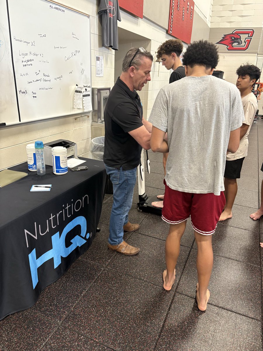 coachmacias9's tweet photo. Summer Workouts are Rolling! 

Big shout out to NutritionHQ from Mishawaka for coming out again to do body scans on our athletes! 

@RedHawkHoops @GHSRedHawksFB Thank you coaches for helping out! @GHSRedHawks https://t.co/YtzIR0uqFJ