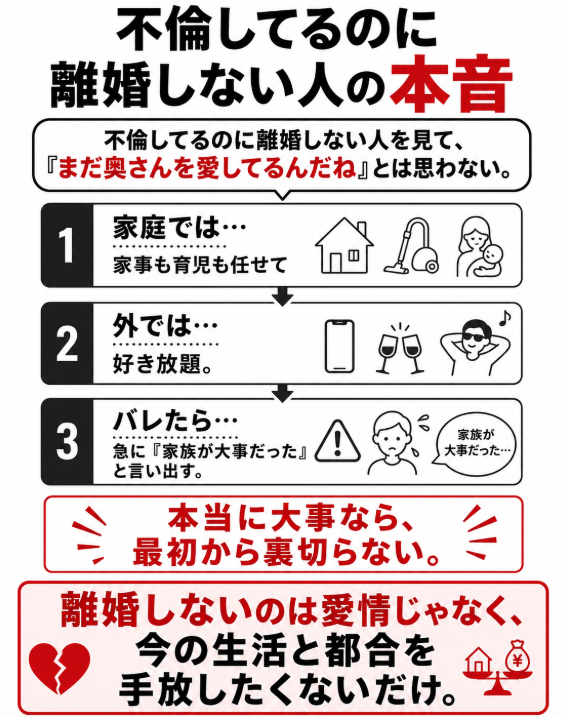 sin_chiku's tweet photo. 裏切った後に「家族が大事だった」は遅い。 本当に大事なら、最初から傷つけない。 https://t.co/GQJepEYtlj
