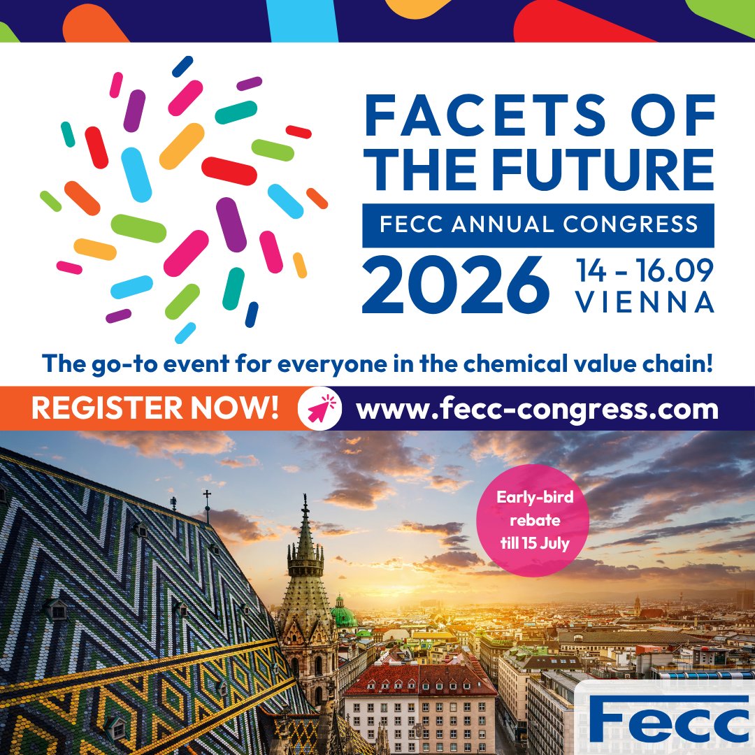 Chemagility's tweet photo. ✨Fecc Congress 2026 – #FacetsOfTheFuture!
✔The go-to event for everyone in the chemical value chain!
🏷Early-bird rates &amp; unbeatable venue hotel rates till 15 July!
📲REGISTER NOW!->https://t.co/Vj3Gi0Qk1B
📅14-16 Sept
📍Vienna, Austria
📃Exciting program!
#FECC2026
@FeccEurope https://t.co/OeTNuqfpBc