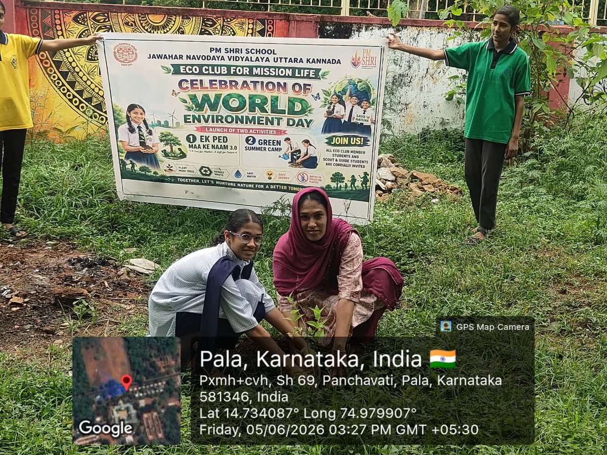 jnvuttarakannad's tweet photo. PM SHRI School JNV Uttara Kannada stands with the world to protect our planet.
Small actions, big impact — together for Mother Earth.  #WorldEnvironmentDay #MissionLiFE #PMShriSchools #JNV #NVS @EduMinOfIndia @NVS_HQ @nvsrohyd @NVSCommissioner https://t.co/rViLdkeM0l