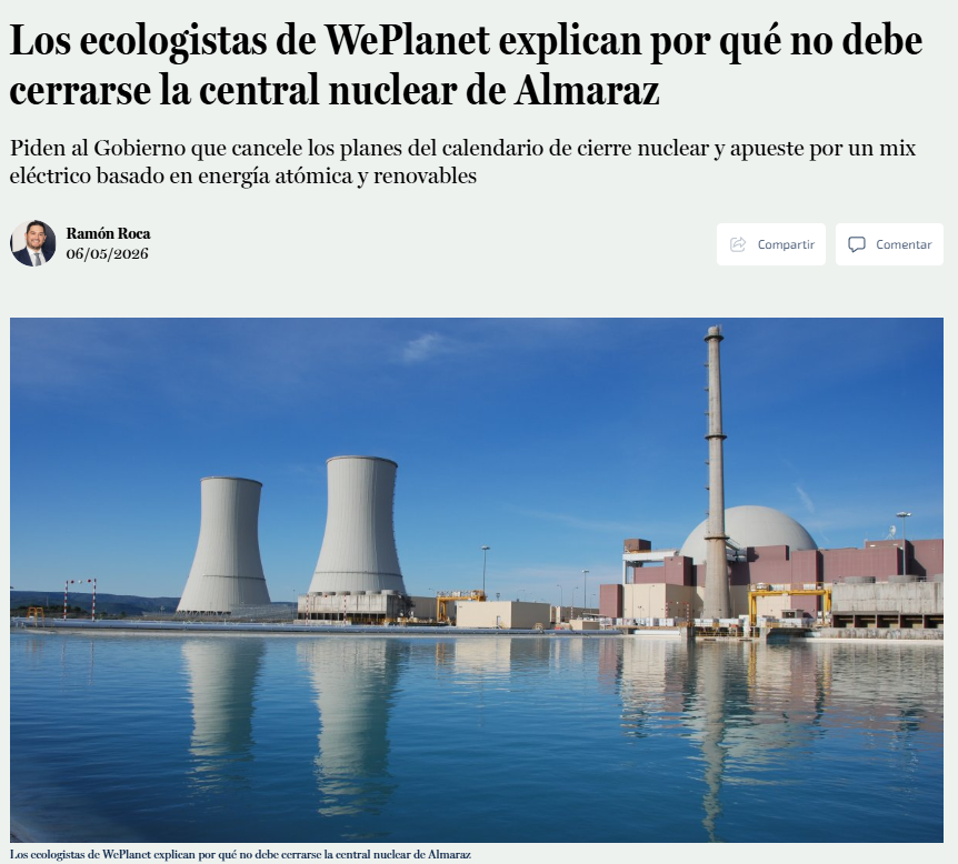 weplanetint's tweet photo. Hoy, en el Día Mundial del Medio Ambiente, hemos publicado un manifiesto destacando el papel esencial de la energía nuclear en el cumplimiento de los objetivos climáticos y en la protección del medio ambiente.

A medida que España avanza en su transición energética, mantener su parque nuclear no es solo una cuestión de seguridad energética y competitividad, sino también un compromiso con una electricidad limpia, fiable y baja en carbono.

Nos alegra ver cómo este mensaje está teniendo repercusión en los medios y contribuyendo a un debate nacional importante sobre el futuro de la energía sostenible.

El camino hacia las emisiones netas cero requiere todas las tecnologías bajas en carbono, y la energía nuclear debe seguir formando parte de la solución.

#DíaMundialDelMedioAmbiente #EnergíaNuclear #EnergíaLimpia #TransiciónEnergética #NetZero #Sostenibilidad #España

EN:

Today, on World Environment Day, we published a manifesto highlighting the essential role of nuclear energy in achieving climate goals and protecting the environment.

As Spain advances its energy transition, maintaining its nuclear fleet is not only a matter of energy security and competitiveness—it is also a commitment to clean, reliable, low-carbon electricity.

We are pleased to see this message gaining attention in the media and contributing to an important national conversation about the future of sustainable energy.

The path to net zero requires all low-carbon technologies, and nuclear energy must remain part of the solution.

#WorldEnvironmentDay #NuclearEnergy #CleanEnergy #EnergyTransition #NetZero #Sustainability #Spain
