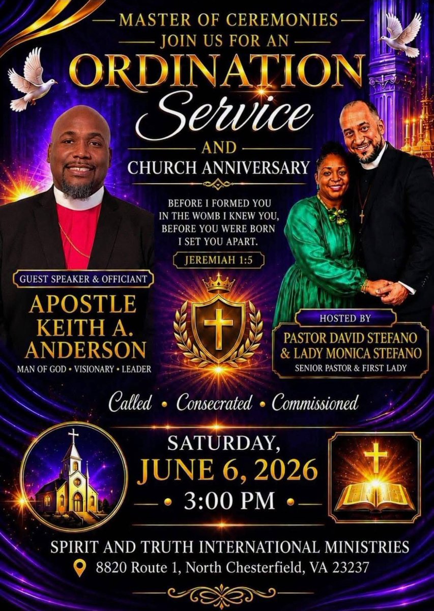 KeithAAnderson1's tweet photo. North Chesterfield, VA and surrounding areas, join us tomorrow at 3pm at STIM-VA  where the leaders are Pastor &amp; Lady Stefano. Celebration and Elevation are in the air!

God will be there, I will be there, but will you? I hope to see your face in the place. 

#theGloryCarriers https://t.co/DLJCkfHXNZ