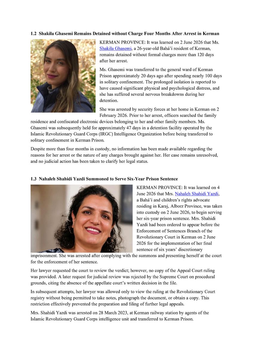 PersecutionIran's tweet photo. Iran News #Bulletin #18-2026 re the persecution and human rights abuses of the Bahá'ís in #Iran is available here:      https://t.co/penDi4suvv

#Bahai #Bahais_of_Iran #HumanRights 
#Shiraz #Kerman #Tehran #Babol https://t.co/hfz8Nql6sN