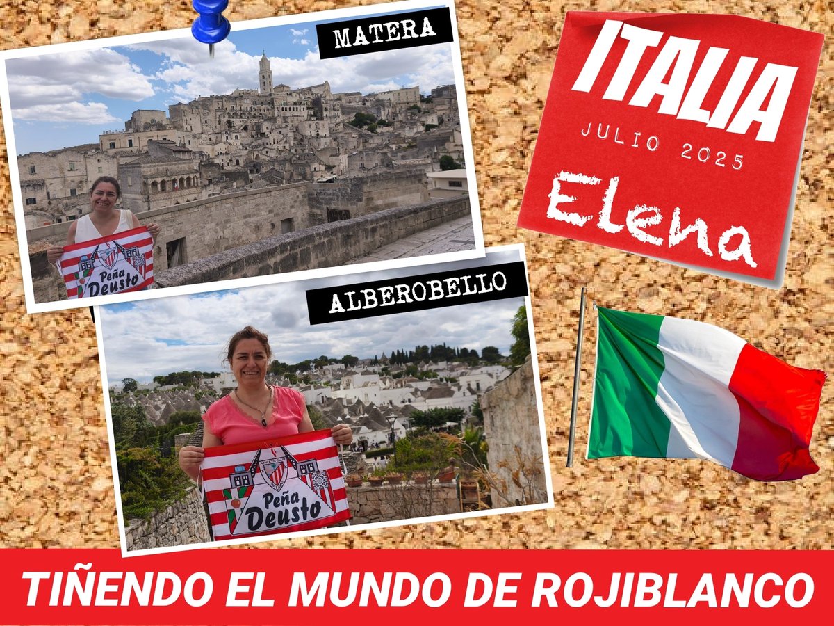penadeusto's tweet photo. Los socios de la Peña Deusto tiñendo el mundo de rojiblanco.

En esta ocasión Elena en Alberobello y Matera.

#peñadeusto 
#AthleticClub 
#italia
#alberobello 
#matera https://t.co/Qru6yWQDQY