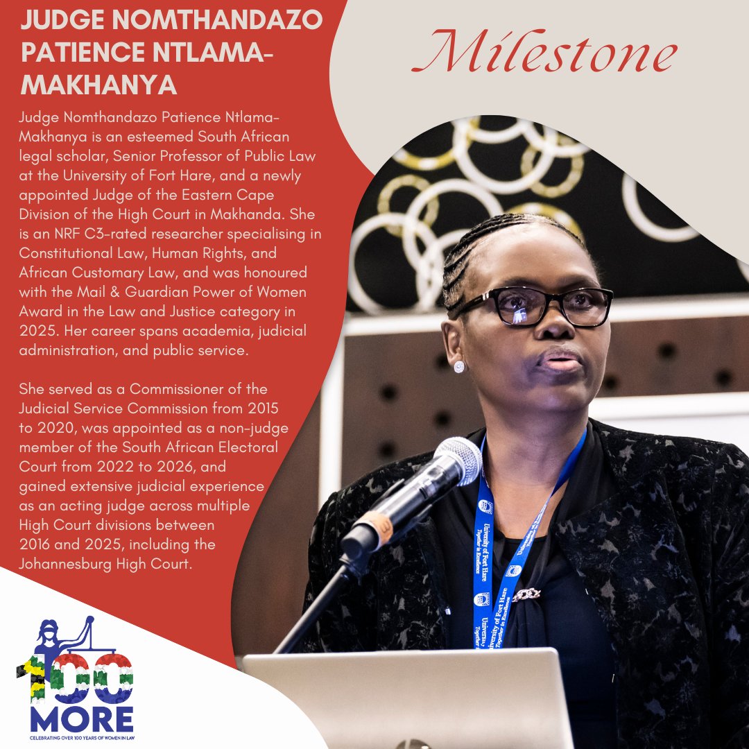 100moreorg's tweet photo. A defining milestone for the Judiciary of South Africa, Judge Nolubabalo Cengani-Mbakaza, Judge Sally Ann Collett, and Judge Nomthandazo Patience Ntlama-Makhanya have been appointed as permanent Judges of the Eastern Cape Division of the High Court of South Africa #100more https://t.co/tmNkPhiGd8