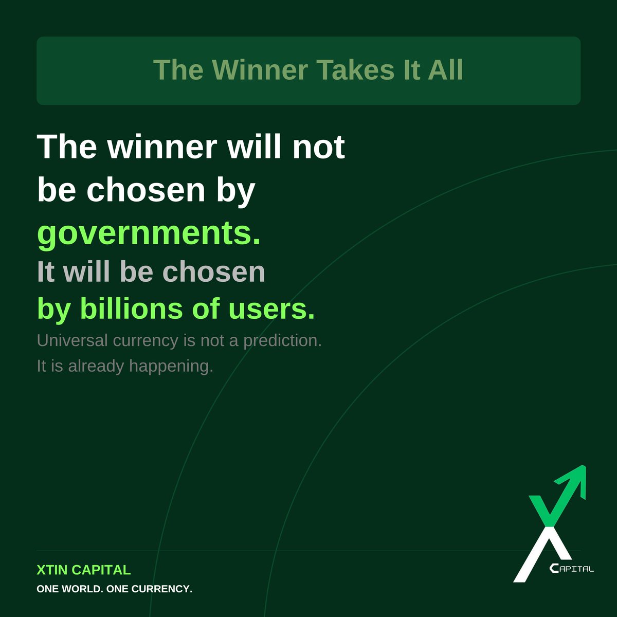 XtinCapital's tweet photo. Digital money has already won.  

The real question is: who controls it?  

Governments or open networks?  

#BestTimeToBuy #Stablecoins #CBDC #DigitalCurrency https://t.co/dvcOHsMEom