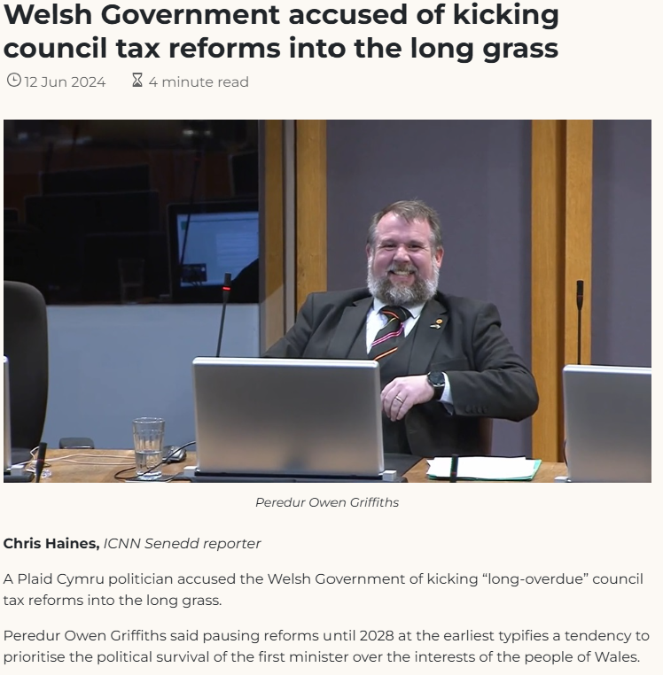 Joe___Allen's tweet photo. Hard to square Plaid's position here. 

In 2024 they rightly criticised Welsh Lab for delaying council tax reform and collapsed the Cooperation Agreement as a result. 

But now they're in government and not committing to 2028? https://t.co/ip444hB1mO