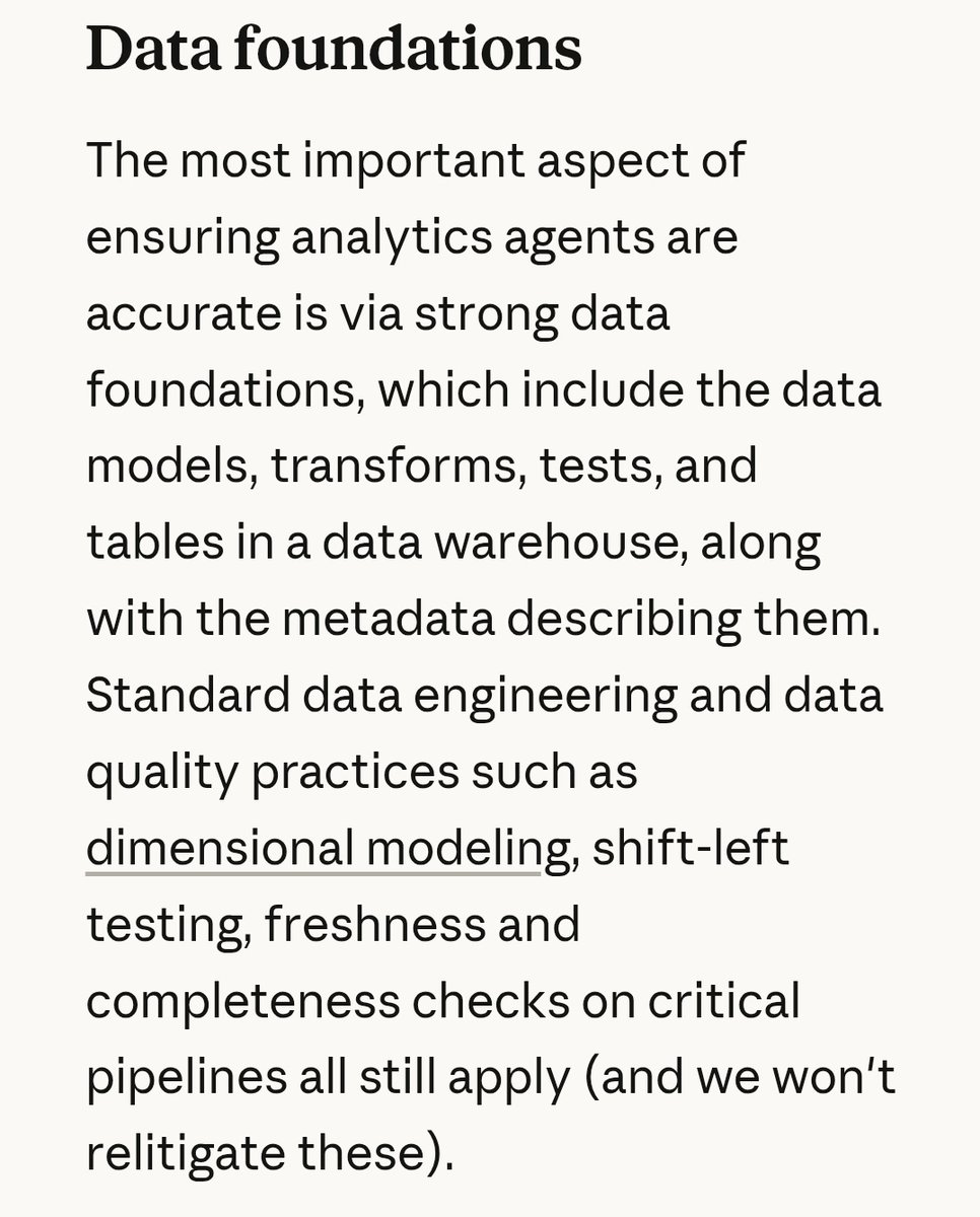 datareado's tweet photo. Main takeaway from Q
Anthropic's blog post on Agentic Analytics. Data quality and modelling are still the most important part the stack. Even more than ever.
https://t.co/76BUfpDHWk https://t.co/uGppE7pSW3