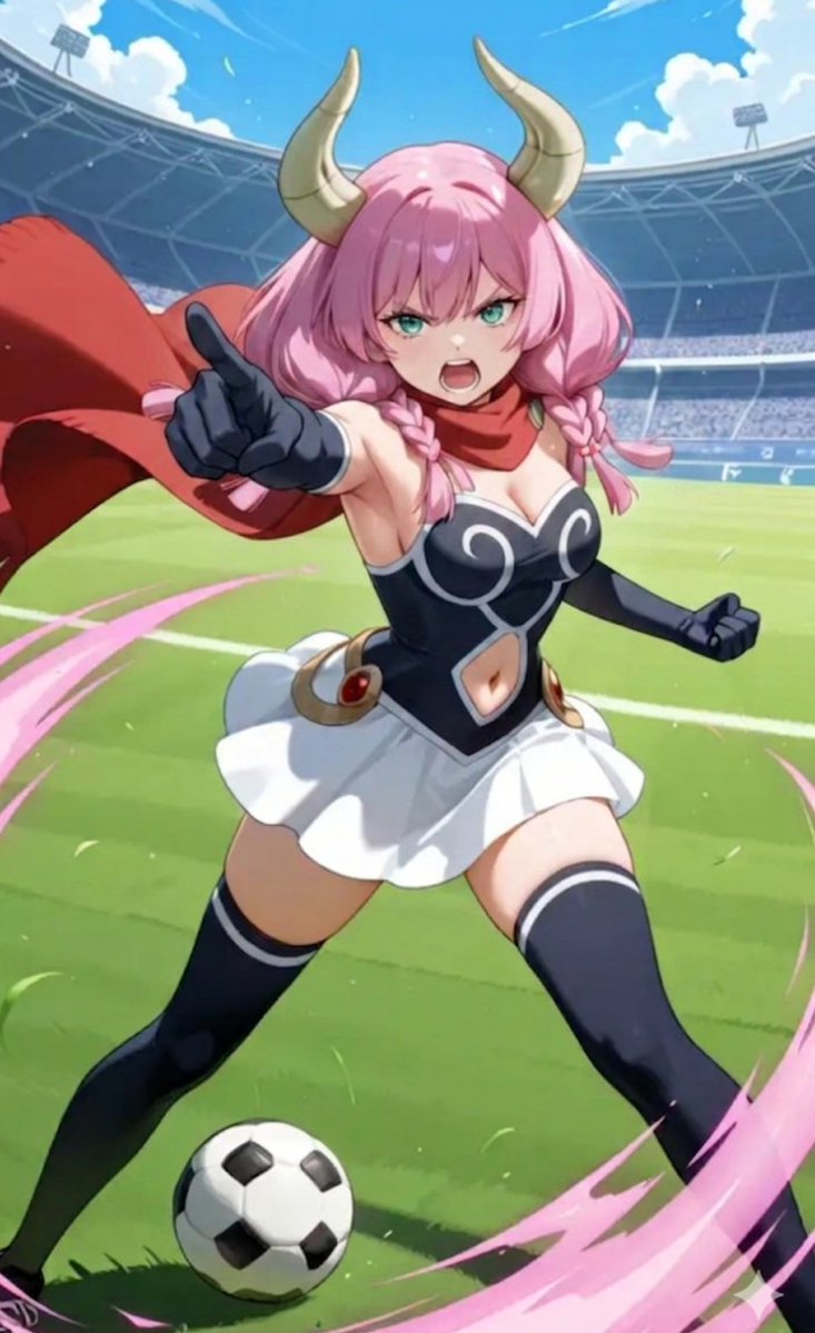 yukiyukitv's tweet photo. 6/9火曜にイナイレクロスがスマホアプリで登場するのを記念して
もし魔族達がサッカーをやってた
らの世界線を再現！　ゾリーダ:オフェンス　アウラ:ミッドフィルダー　リーニエ:ディフェンス(ジャッジスルーしてます)　ユン:キーパー
となってます　#葬送のフリーレン
#イナイレ　#AIイラスト https://t.co/Z5Z3MBWhKq