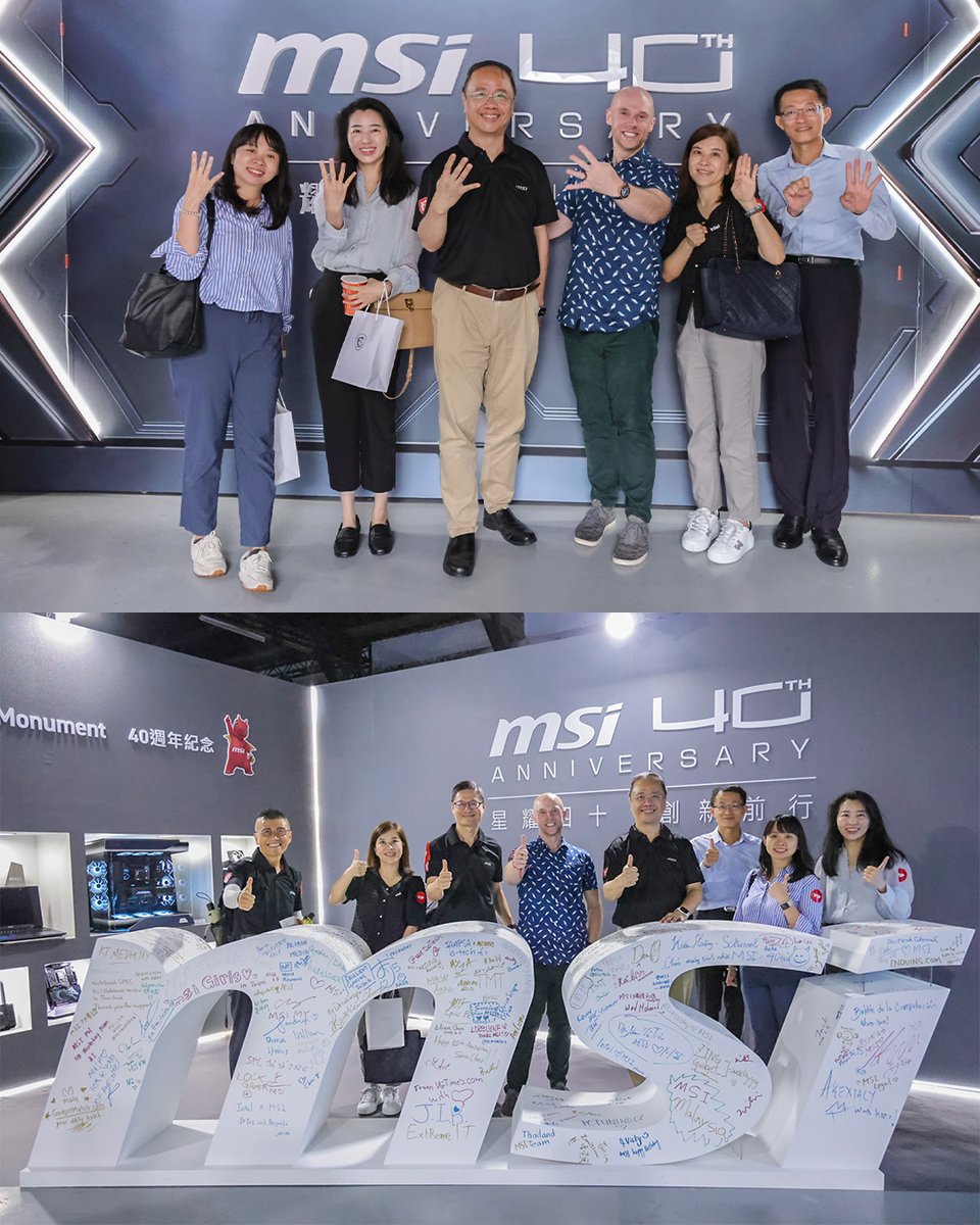 msigaming's tweet photo. Honored to have @IntelGaming  visit our 40th Anniversary Exhibition! 🤝✨
From pioneering motherboard history together to shaping the future of AI. Come visit us to explore the evolution of our full lineup!
 
#MSI40th https://t.co/BAa5e7FFm3