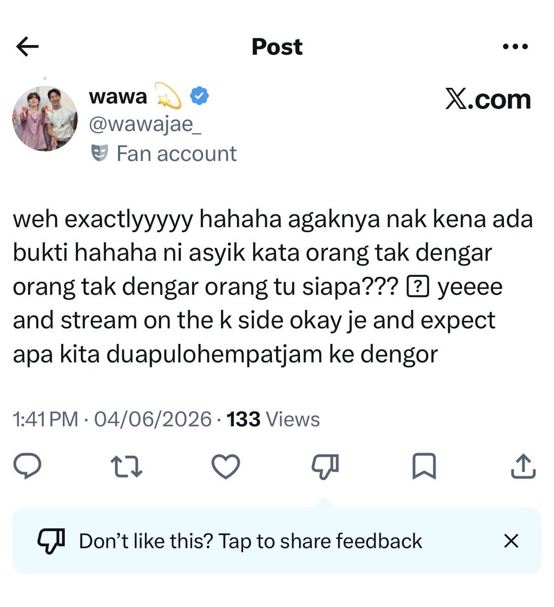 chaemplanet's tweet photo. @wawajae_ sedih ah tak nampak apa tu emoji hahahah https://t.co/WZjwjfMvAm