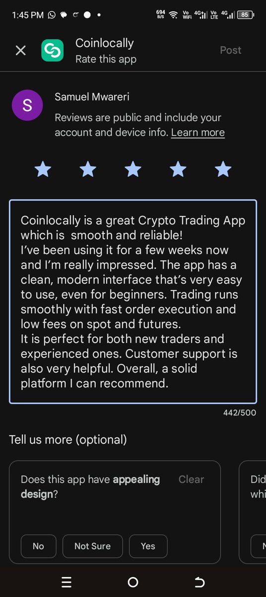 MwareriSamuel's tweet photo. @coinlocallyclyc Just left a 5-star review for Coinlocally on the App Store! 

Super smooth trading app with great features. Loving the experience 🚀

@waiysmahia8 @carlakarey @CryptoSun899
#CoinlocallyGiveaway https://t.co/GT04BRXVta