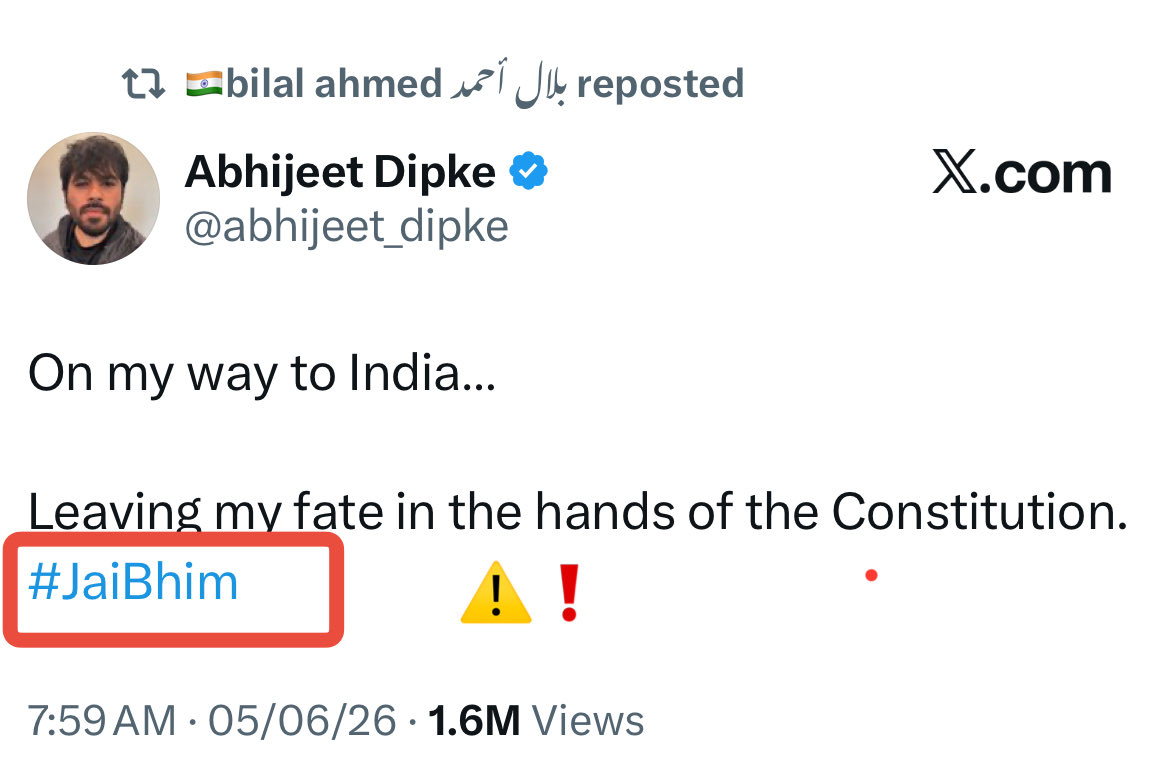 yusufpore's tweet photo. ‘Jai Bhim’ already? Nothing objectionable  there of course, except, wasn’t this protest first positioned as ideologically & politically neutral; as their own chatter on media indicated? I’m glad their political messaging is clearer now, as it will be for others for other reasons.