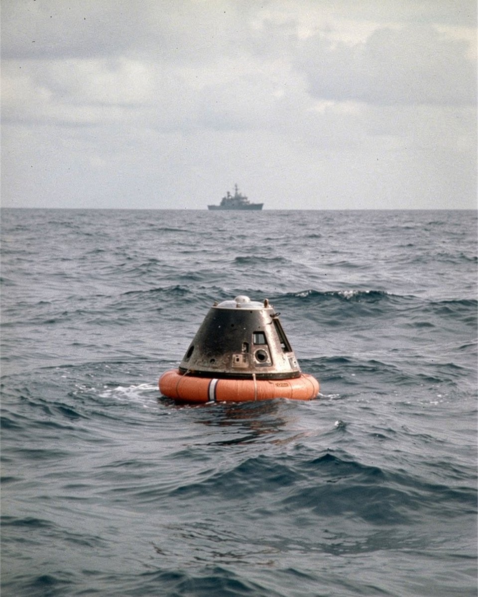 CameraNeverSaw's tweet photo. On June 7, 1965, Gemini IV came home after four days in orbit.

The mission had carried the first American spacewalk, but its last act was quieter: a small capsule in the Atlantic, waiting for recovery.

Space history often ends in paperwork. This one ended in waves. https://t.co/ij3VFWRXMz