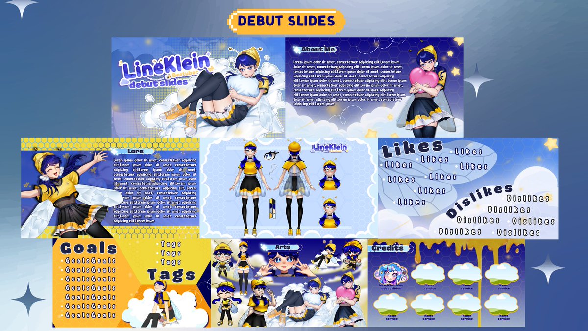 bearifiedchloe's tweet photo. 【 ₊˚♡ Vgen Commission♡‧₊ 】 ⬩➤ Debut Slides

Happy Debut Day!! @LineKlein100
A cloud bee is appearing today :3 I love her design so much!
It was lovely working with them, please go show some support <3

#Vtuber ฅ #VtuberAssets ฅ #VGenComm ฅ #VtuberDebut https://t.co/Se0DvfJHwE
