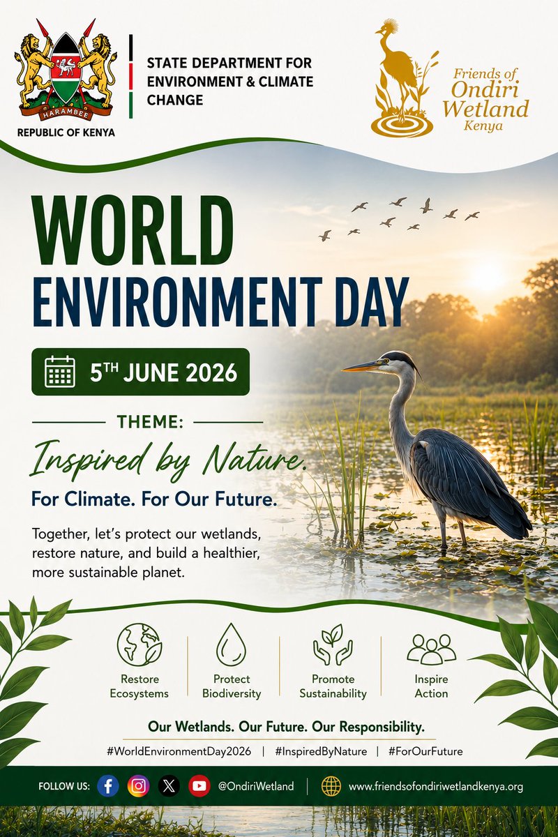 EastStay's tweet photo. #WorldEnvironmentDay2026 #WED2026 #InspiredByNature #ClimateAction #OndiriWetland #WetlandsMatter #RestoreNature #EnvironmentalConservation #GreenKenya #Sustainability #ClimateResilience #Biodiversity #ActForNature @NemaKenya @Environment_Ke @citizentvkenya @OfOndiri https://t.co/7hrOsBayav