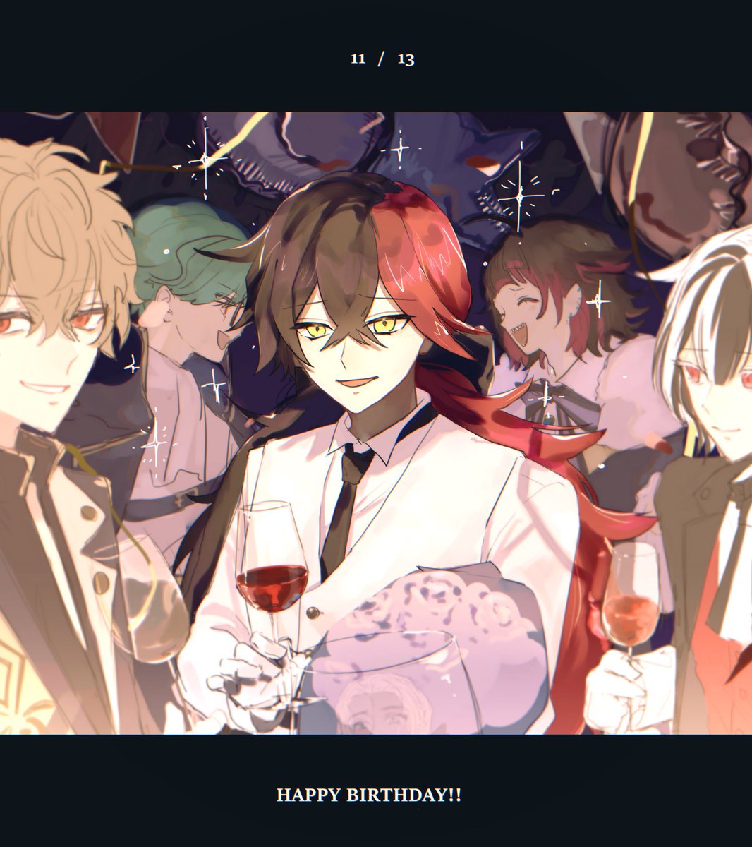mori_ty_'s tweet photo. はるか昔の🍷バースデーイラストなんですけど塗り方なんか良かったなと懐かしみ×自画自賛タイム入ってる なお今はこの雰囲気がでません(どうして泣) https://t.co/TqhW68g00g