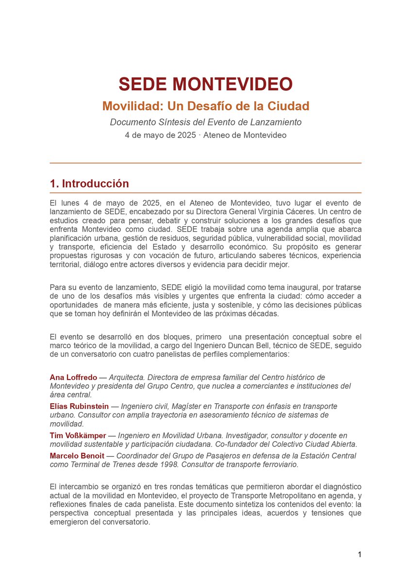 ComoMeMuevoUy's tweet photo. (1 de 2) Resumen del encuentro de @SEDEmvd "Movilidad como desafío de la ciudad del Futuro" https://t.co/Eswm36JqPQ