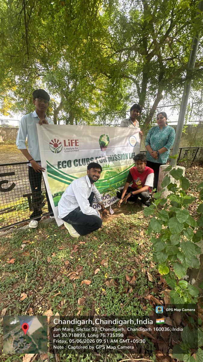 ghs53chd's tweet photo. GMHS 53 celebrated World Environment Day 2026 with a tree plantation drive led by Headmistress Mrs. Suman Jaiswal. Ayurvedic expert Dr. Jitendra Kumar Jaiswal educated students on medicinal plants. The students planted these saplings and pledged to nurture them.
@SchoolEduChd https://t.co/4zLAF2uNof