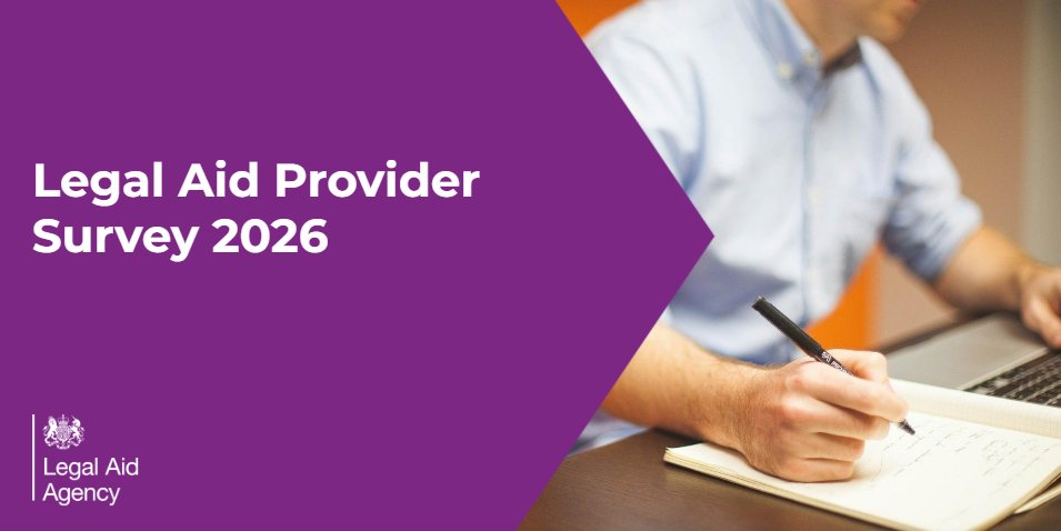 LAAHelpTeam's tweet photo. The Legal Aid Agency’s Provider Survey has been extended and is now open until 8 June 2026. 📑💻

Your feedback is essential in helping to strengthen Legal Aid services and improve provider support.  

Find out more 👉 https://t.co/jXuaIRBTvr https://t.co/rzZVYmOVR1